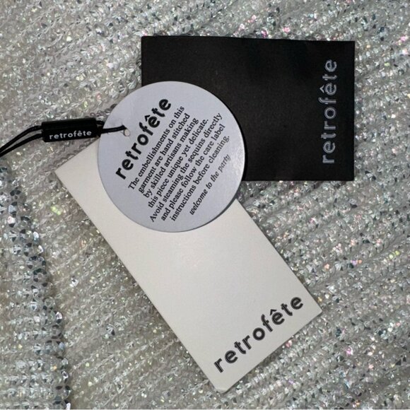 NWT Retrofete Claire White Dress Mini Belted Sequin Strappy Moonglow Bridal XS - Picture 8 of 9